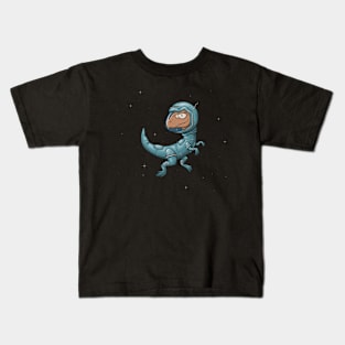 Velociraptor Astronaut Dino Raptor in Outer Space Kids T-Shirt